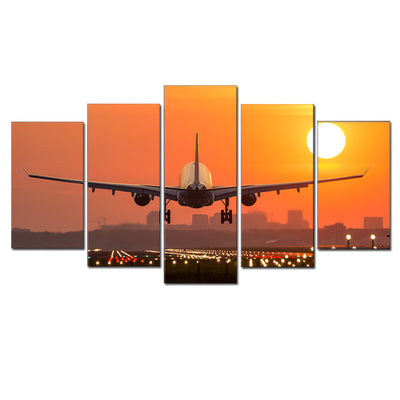 Airplane Sunset Takeoff HD Canvas