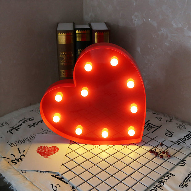 Romantic Indoor Decorative Nights Lamps 3D Love Heart Marquee Letter