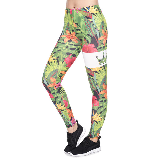 Jungle Flower Print Cropped Pants