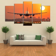 Airplane Sunset Takeoff HD Canvas