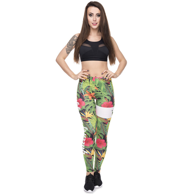 Jungle Flower Print Cropped Pants