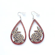 New Revival Water-saving Leopard Pattern Rabbit And Chicken Revival Egg Earrings Easter Decoration Jewelry