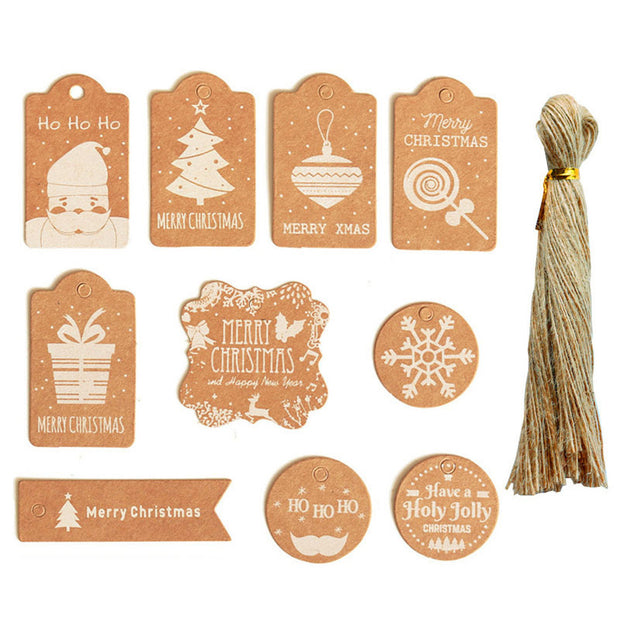 Christmas Kraft Paper Christmas Tag Card With Hemp Rope Christmas Gift Product Set