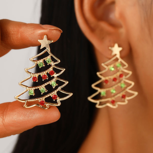 Colorful Zircon Christmas Tree Earrings