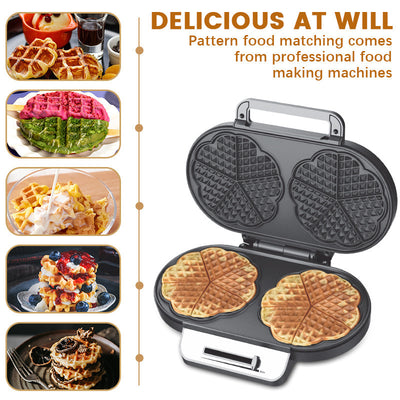 Household 110V Two-piece Double-plate Love Heart Waffle Machine Breakfast Machine Kitchen Gadgets