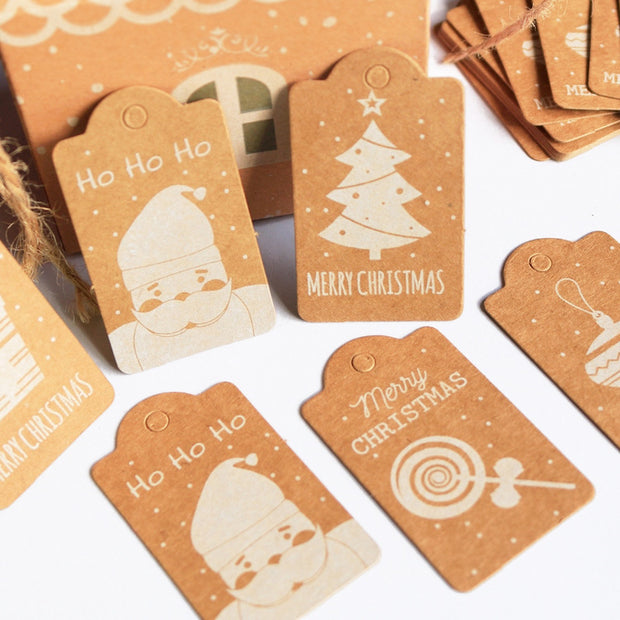 Christmas Kraft Paper Christmas Tag Card With Hemp Rope Christmas Gift Product Set